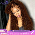 Chocolate Brown HD Lace Front Wigs Human Hair 200% Density Curly Lace Front Wigs Human Hair Deep Wave Wigs Human Hair For Women