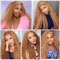 #27 Deep Wave Human Hair Wigs 13x6 HD Lace Frontal Wig Honey Blonde Human Hair Wigs Water Wave Curly Human Hair Wigs For Women