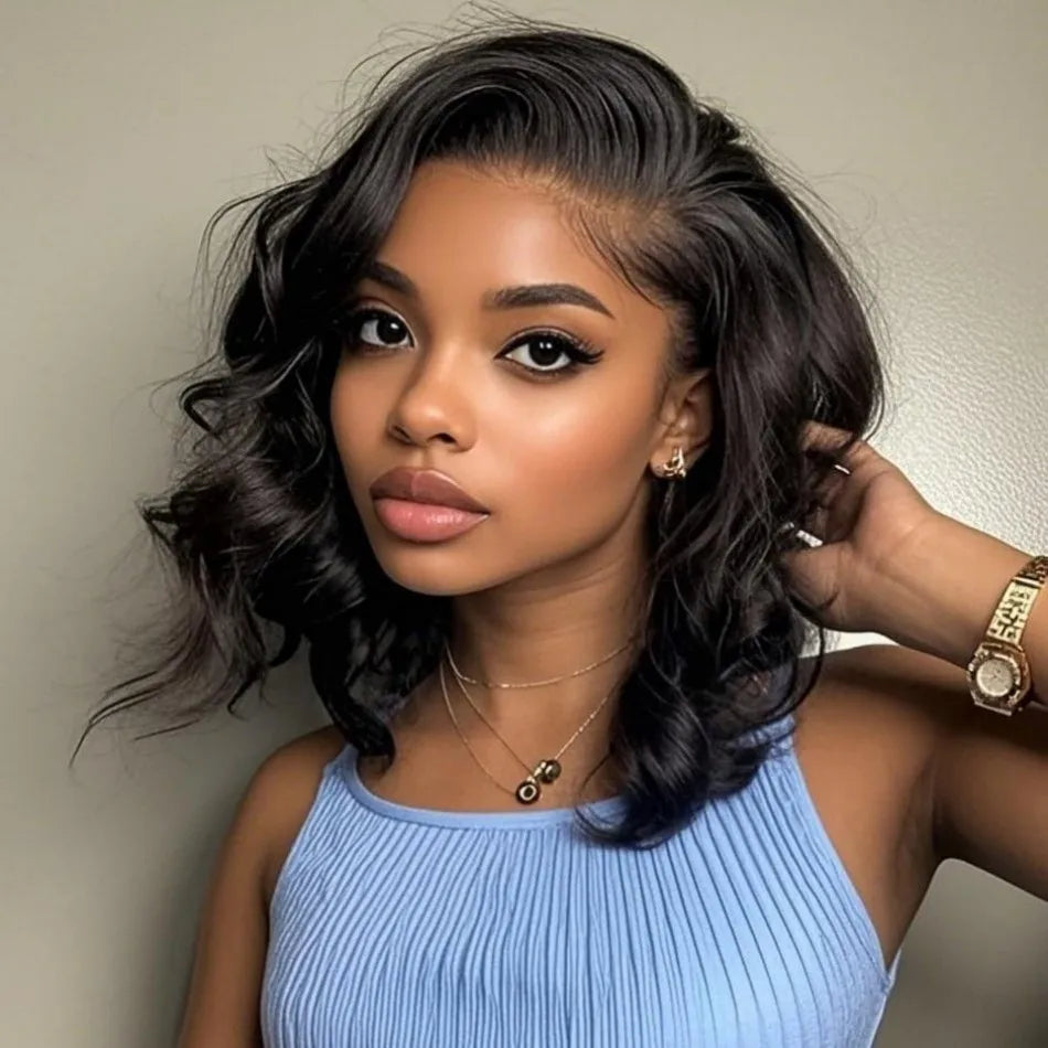 Body Wave Short Bob Wig Human Hair 13X6 Hd Lace Frontal Wig 5X5 Hd Lace Closure Wig Black Pre Plucked Brazilian Glueless Wigs