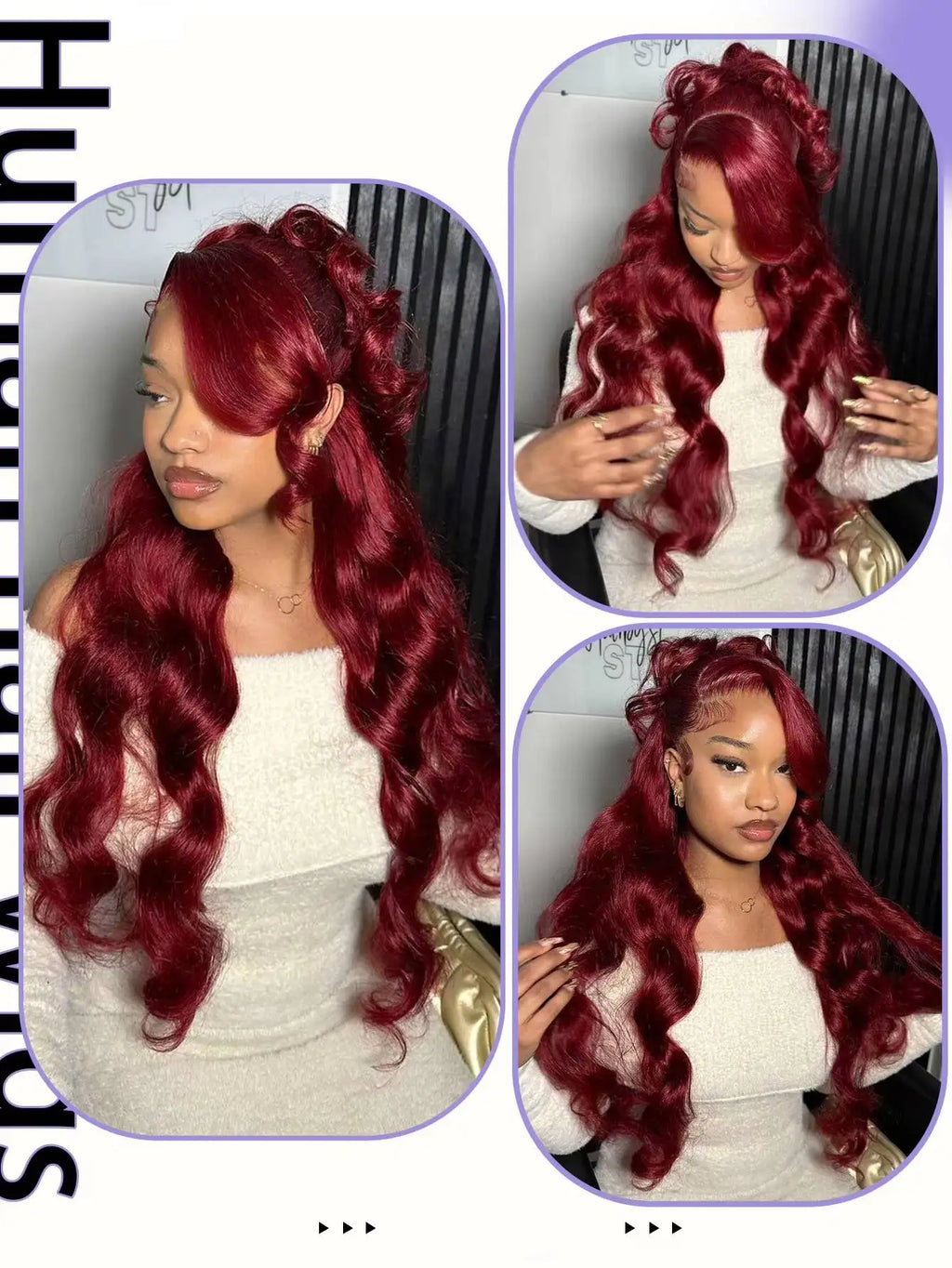 99j Burgundy Lace Front Human Hair Wig Body Wave 13x6 HD Lace Frontal Wigs Red Colored 13x4 Transparent Lace Wig For Women