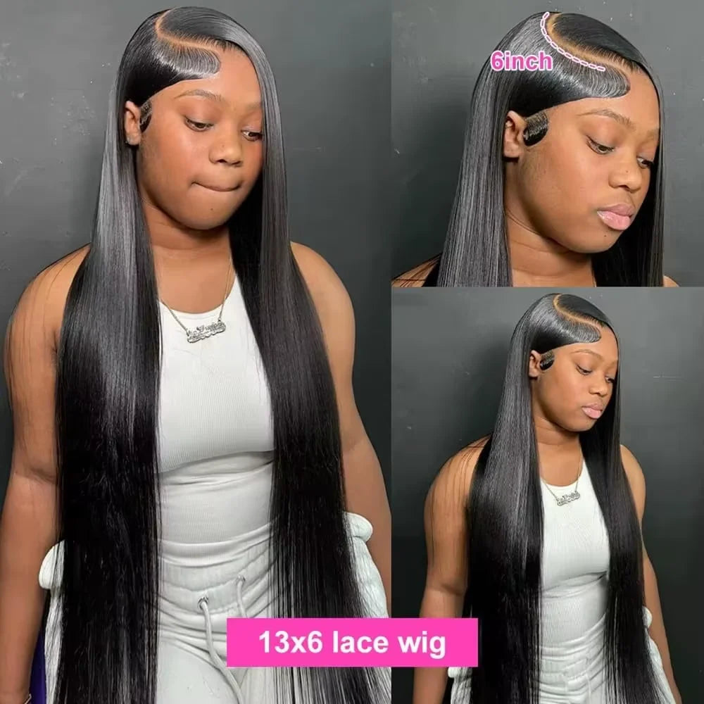Pre Plucked Brazilian Bone Straight Human Hair Wig 100% 13X4 Transparent Lace Frontal Wig For Women 36 Inch Straight Front Wig