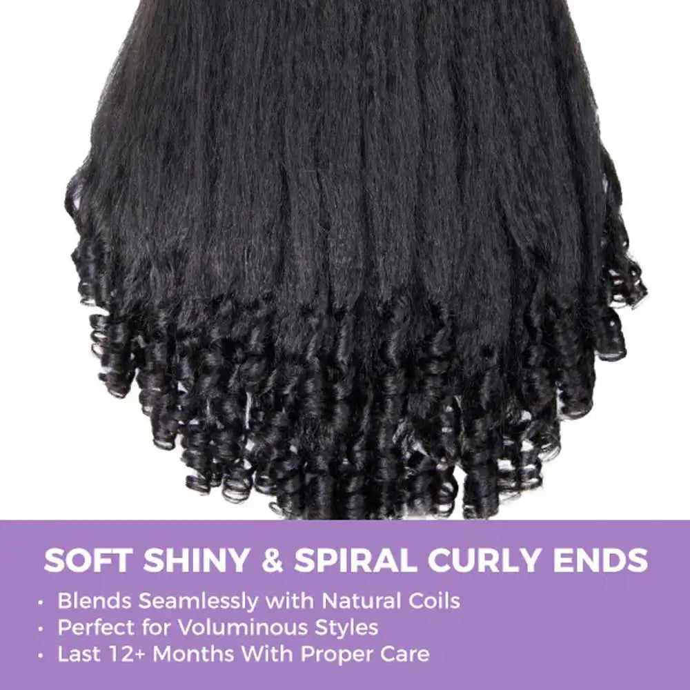 Kinky Straight Burmese Curly 3 IN 1 Half Wigs Yaki Straight  Human Hair Wig Glueless Wig Half Wig Drawstring Clip Half Wigs