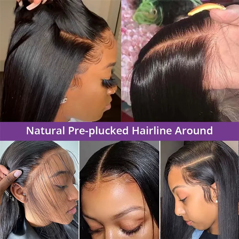 Pre Plucked Brazilian Bone Straight Human Hair Wig 100% 13X4 Transparent Lace Frontal Wig For Women 36 Inch Straight Front Wig