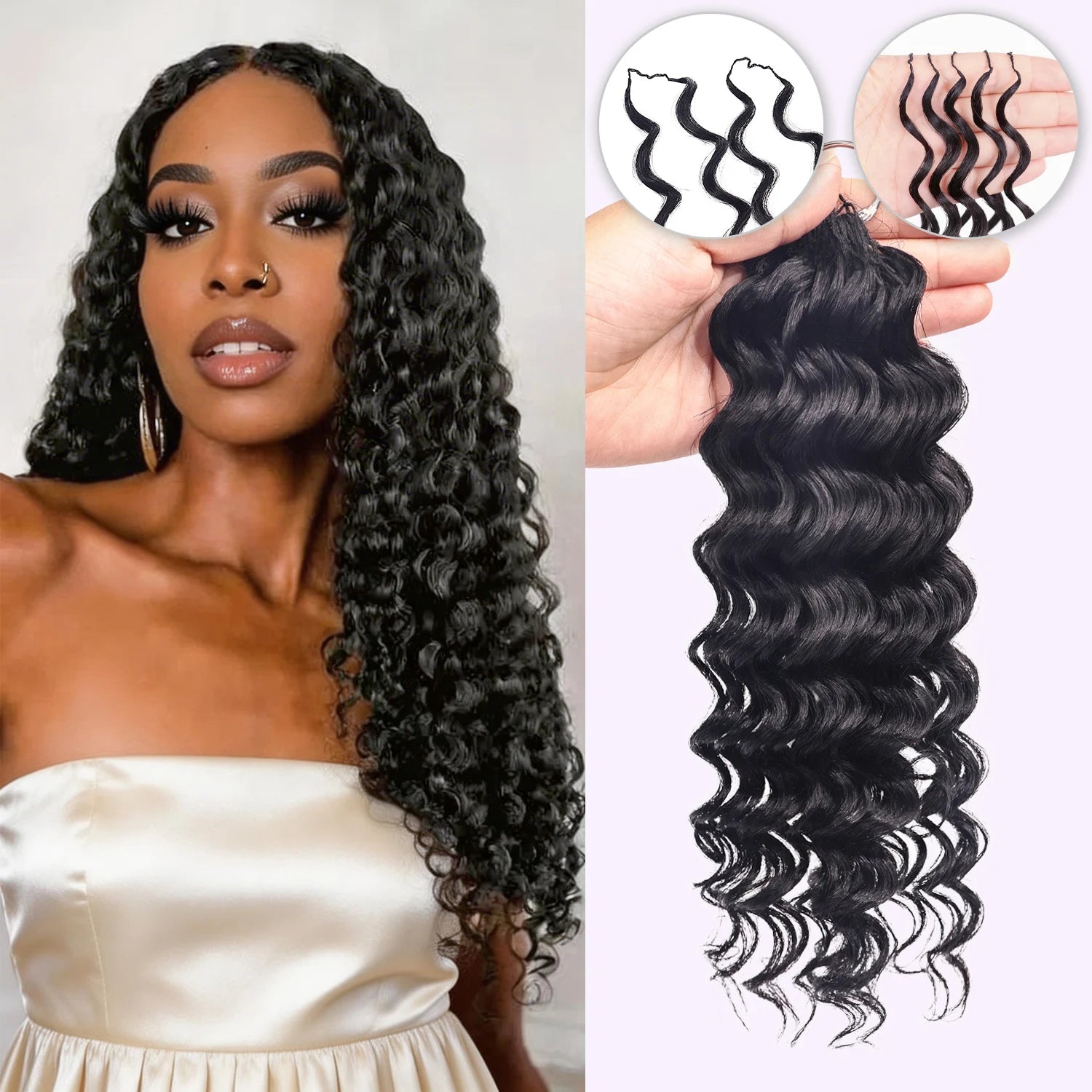 Curly Crochet Human Hair Extensions Deep Wave Pixie Curls Crochet 100% Human Hair Pre Separated Knotless Miracle Knot Braids
