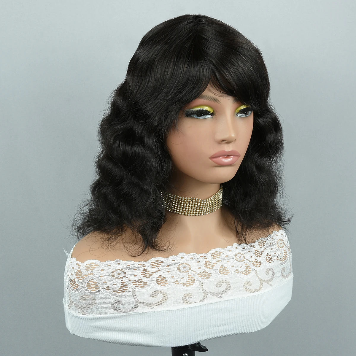 Body Wave Fringe Human Hair Wigs Full Machine Made Wigs For Woman Natural Color Pixie Cut Human Hair Wigs Pixie Cut Wigs HairUGo