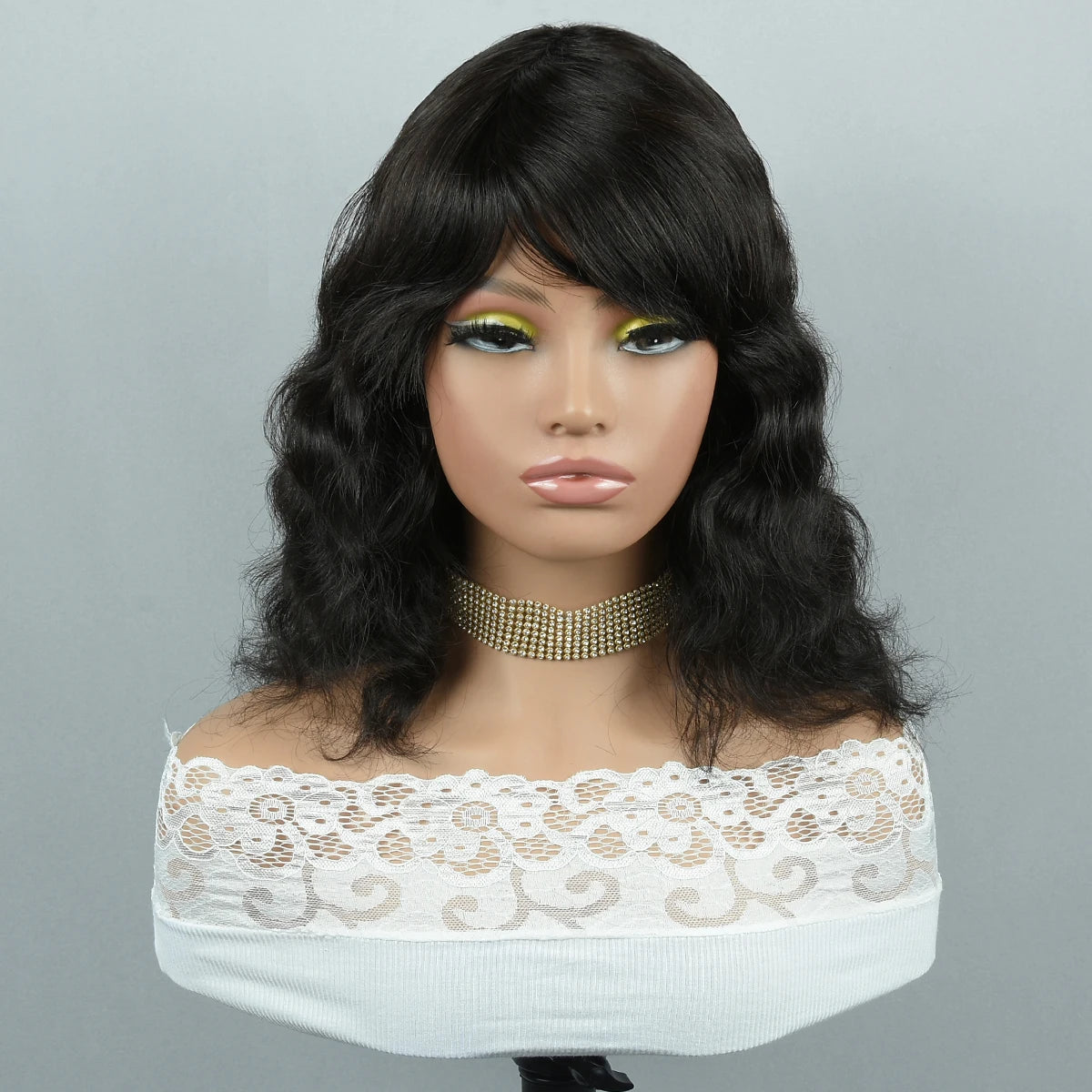 Body Wave Fringe Human Hair Wigs Full Machine Made Wigs For Woman Natural Color Pixie Cut Human Hair Wigs Pixie Cut Wigs HairUGo