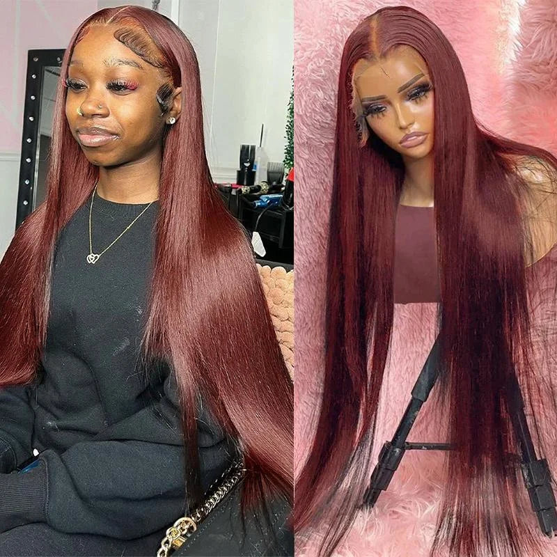 Reddish Brown 13x6 HD Lace Frontal Wig Brazilian Straight Human Hair Wig 30 40 Inch Colored 100% Human Wigs 4x4 5x5 Closure Wig