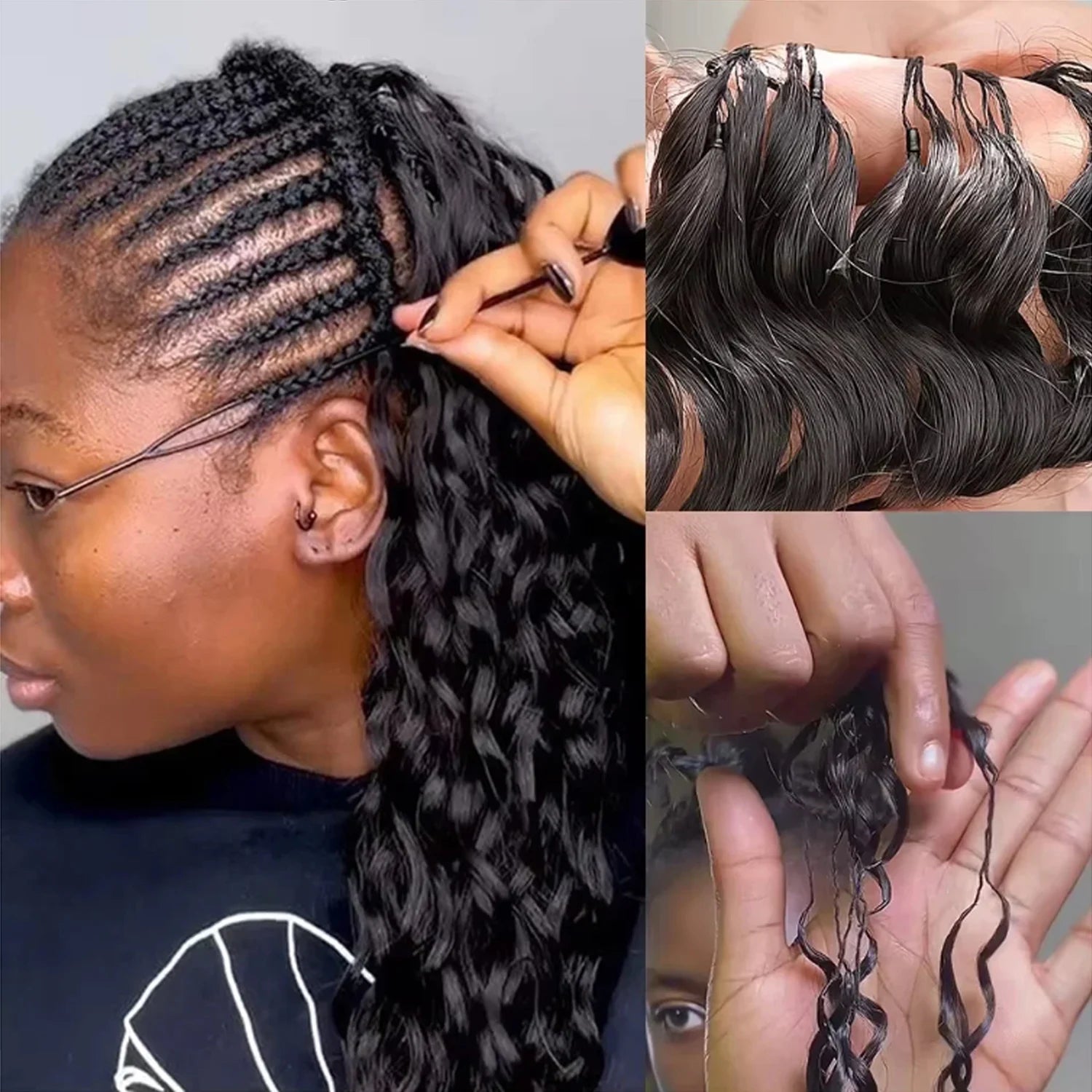 Curly Crochet Human Hair Extensions Deep Wave Pixie Curls Crochet 100% Human Hair Pre Separated Knotless Miracle Knot Braids