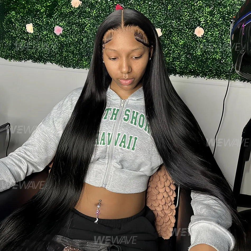 Straight Human Hair Wigs 13X6 Hd Lace Frontal Wig 30 40 Inch 13X4 Brazilian Pre Plucked Front Black Wig For Women 250 Density