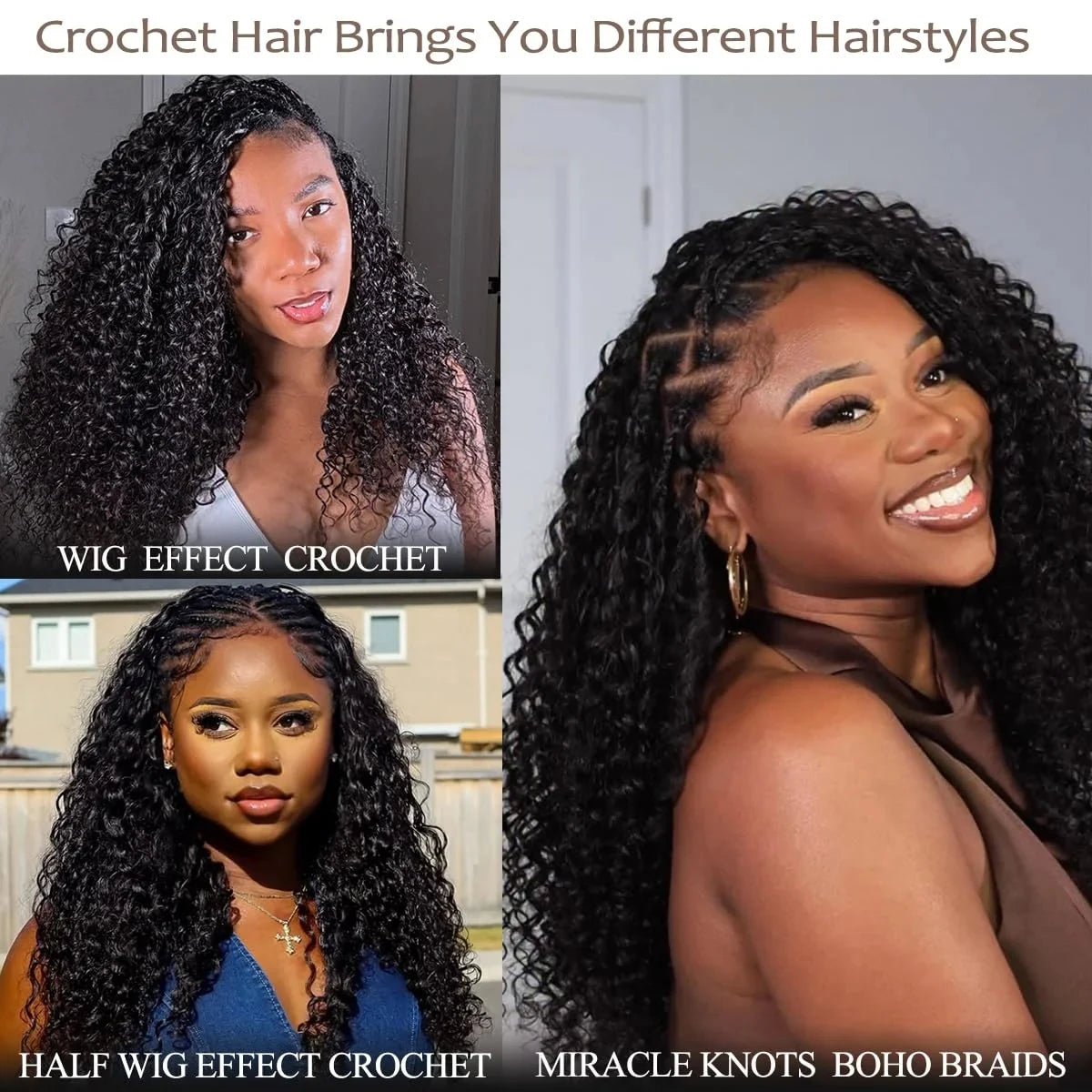 Curly Crochet Human Hair Extensions Deep Wave Pixie Curls Crochet 100% Human Hair Pre Separated Knotless Miracle Knot Braids