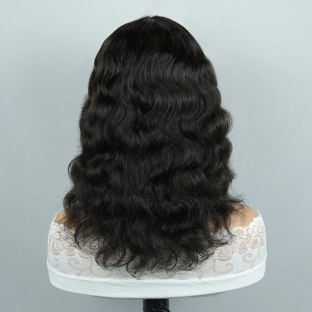 Body Wave Fringe Human Hair Wigs Full Machine Made Wigs For Woman Natural Color Pixie Cut Human Hair Wigs Pixie Cut Wigs HairUGo