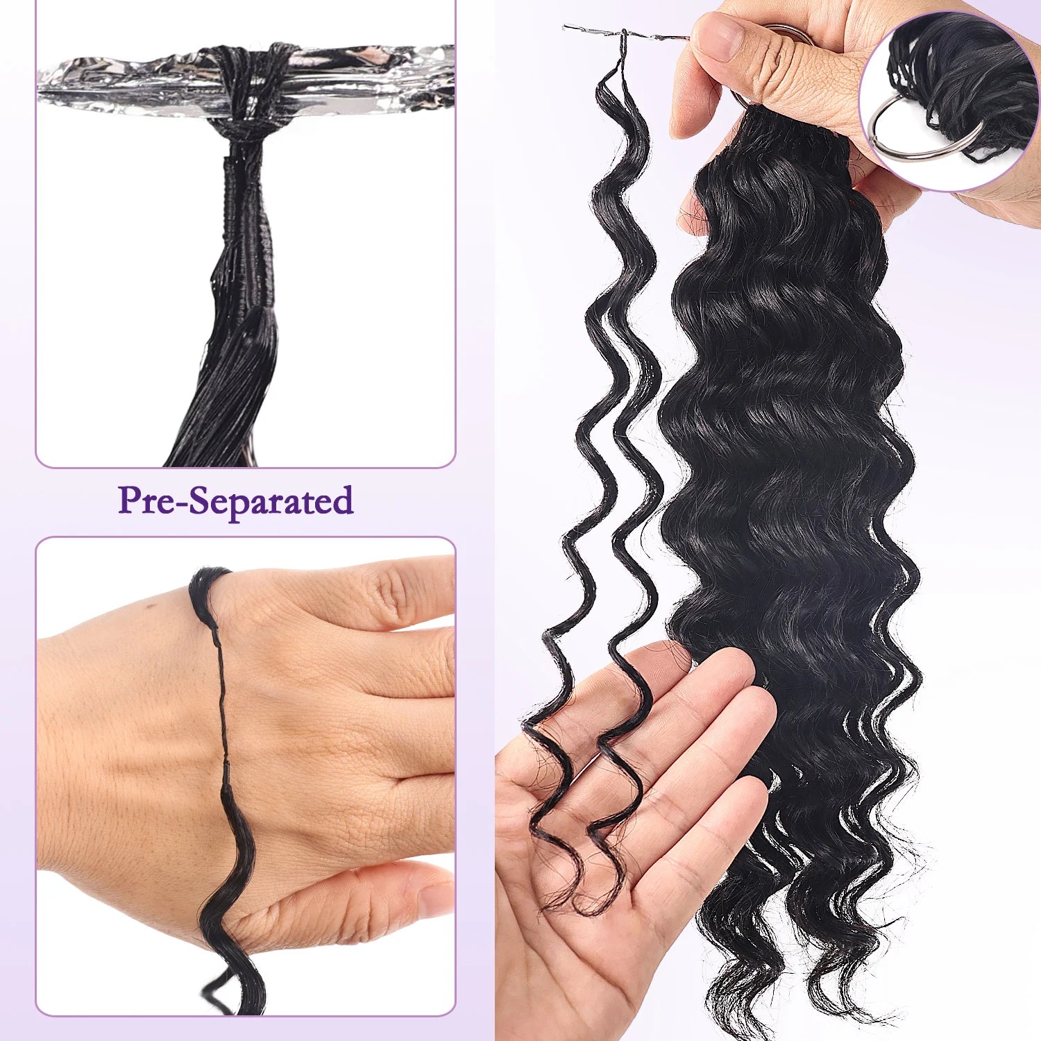 Curly Crochet Human Hair Extensions Deep Wave Pixie Curls Crochet 100% Human Hair Pre Separated Knotless Miracle Knot Braids
