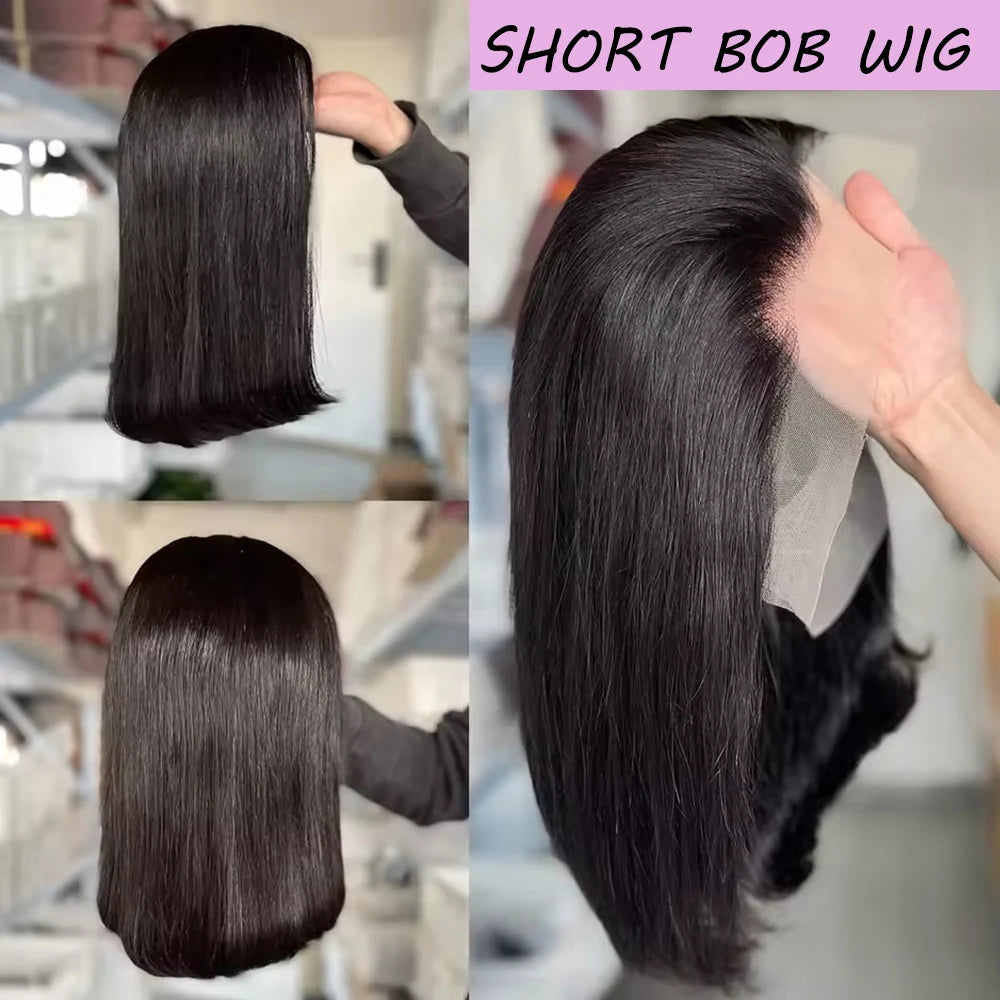 Bob Wig Human Hair 180 Density Glueless Wigs Human Hair Pre Plucked Pre Cut Glueless Wigs Human Hair 13x4 Hd Lace Closure Wigs