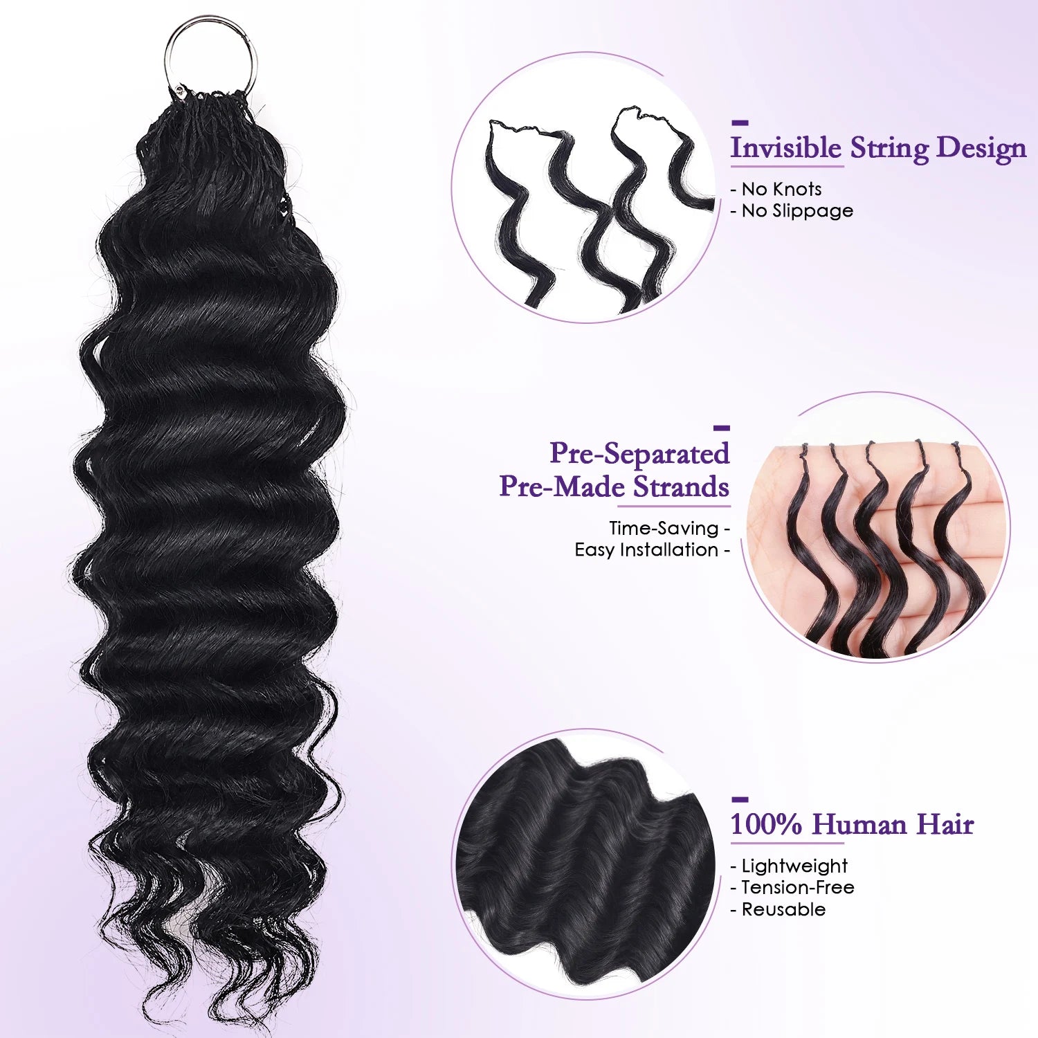 Curly Crochet Human Hair Extensions Deep Wave Pixie Curls Crochet 100% Human Hair Pre Separated Knotless Miracle Knot Braids