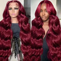 44 46 Inches 99J Colored 13x4 HD Lace Front Human Hair Wig body wave Burgundy 13x6 HD Lace Frontal Wigs Red Wigs For Women